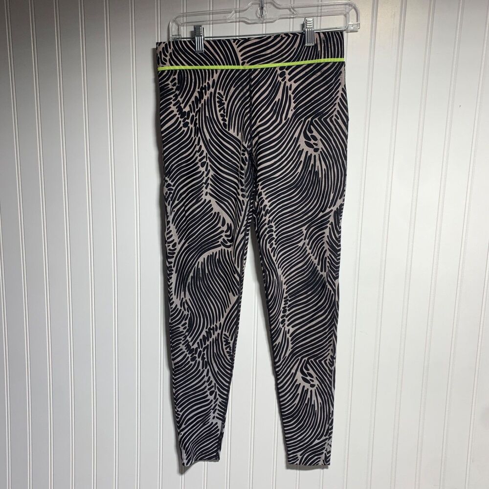 Lorna Jane Women's Size Small Zebra‎ Print Reflective Leggings Black